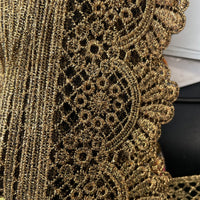 2 yards golden and black Venice Venis edge scalloped lace trim 3”