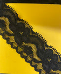 Lot 4 Yards Black stretch eyelash floral scalloed soft lace trim 1 1/4”headband