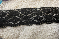 Per yard  black cotton crochet scalloped lace trim 1.5”w