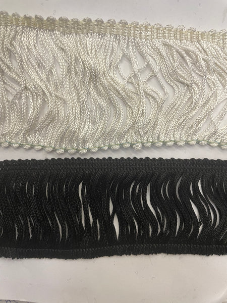 IVORY 2 3/4" OR BLACK  Chainette Fringe, Polyester Fabric Fringe, Sold by  Yard