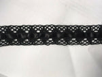 2 yards of black crochet clunny with an insert of black ribbon lace trim 1"w