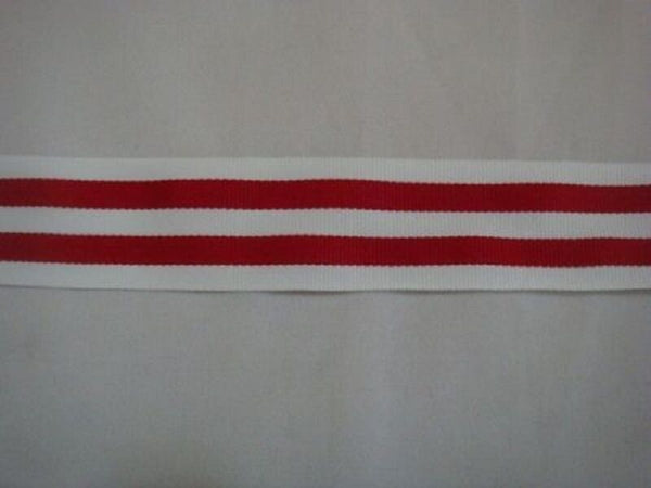 10 Yards Wholesale Roll White & Red Stripped Polyester grosgrain Ribbon 1 1/4"